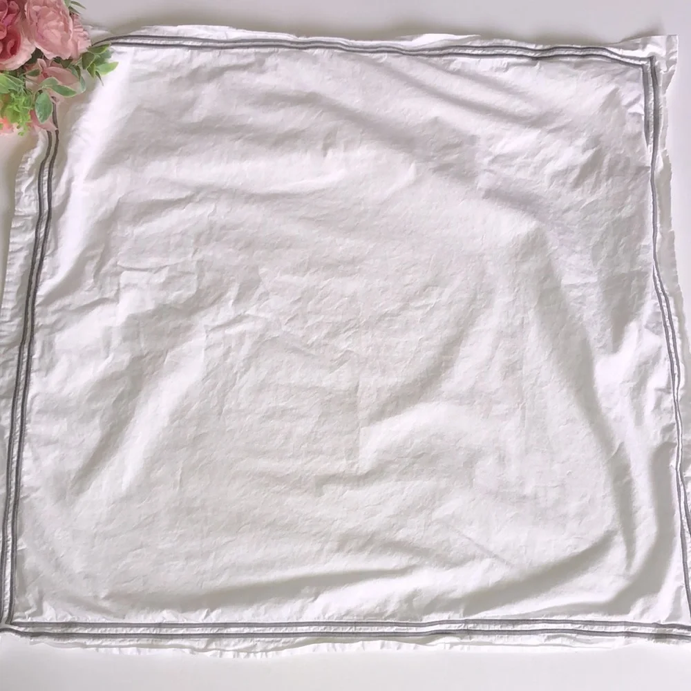 Restoration Hardware ITALIAN HOTEL SATIN STITCH Euro SHAM Fog White Silver